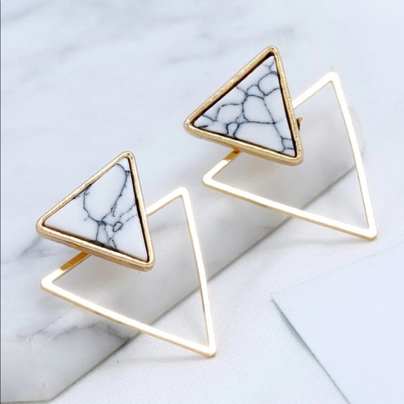 Urban Outfitters Jewelry - LAST SET SALE Gold Triangle Marble 3D Earring Set